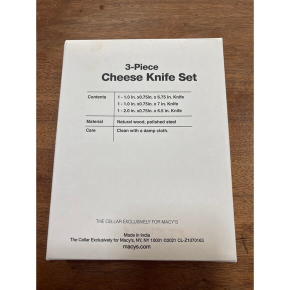 The Cellar 3-piece Cheese Knife Set - NEW in BOX - Wooden Handles - Giftable - Picture 5 of 7